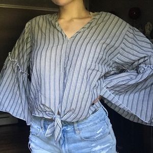 Striped Bell Sleeve top